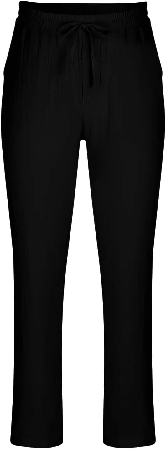 Plus Size Pants for Mens Elastic Waist Casual Pants Solid High Waist Pants Wide Leg Trousers Lightweight Loose Pant