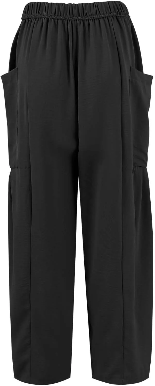 Plus Size Womens Wide Leg Pants High Waisted Casual Boho Pants Loose Flowy Palazzo Summer Beach Vacation Trousers