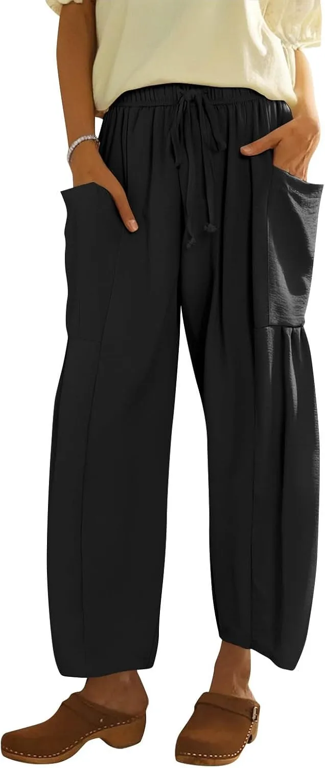 Plus Size Womens Wide Leg Pants High Waisted Casual Boho Pants Loose Flowy Palazzo Summer Beach Vacation Trousers