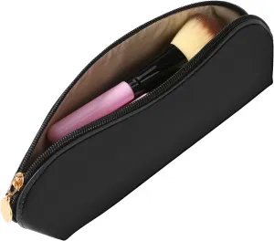 Portable Travel Cosmetic Brush Bag with Zipper, Makeup Brush Bag Case Small Makeup Bag Pouch for Outdoor (Black)