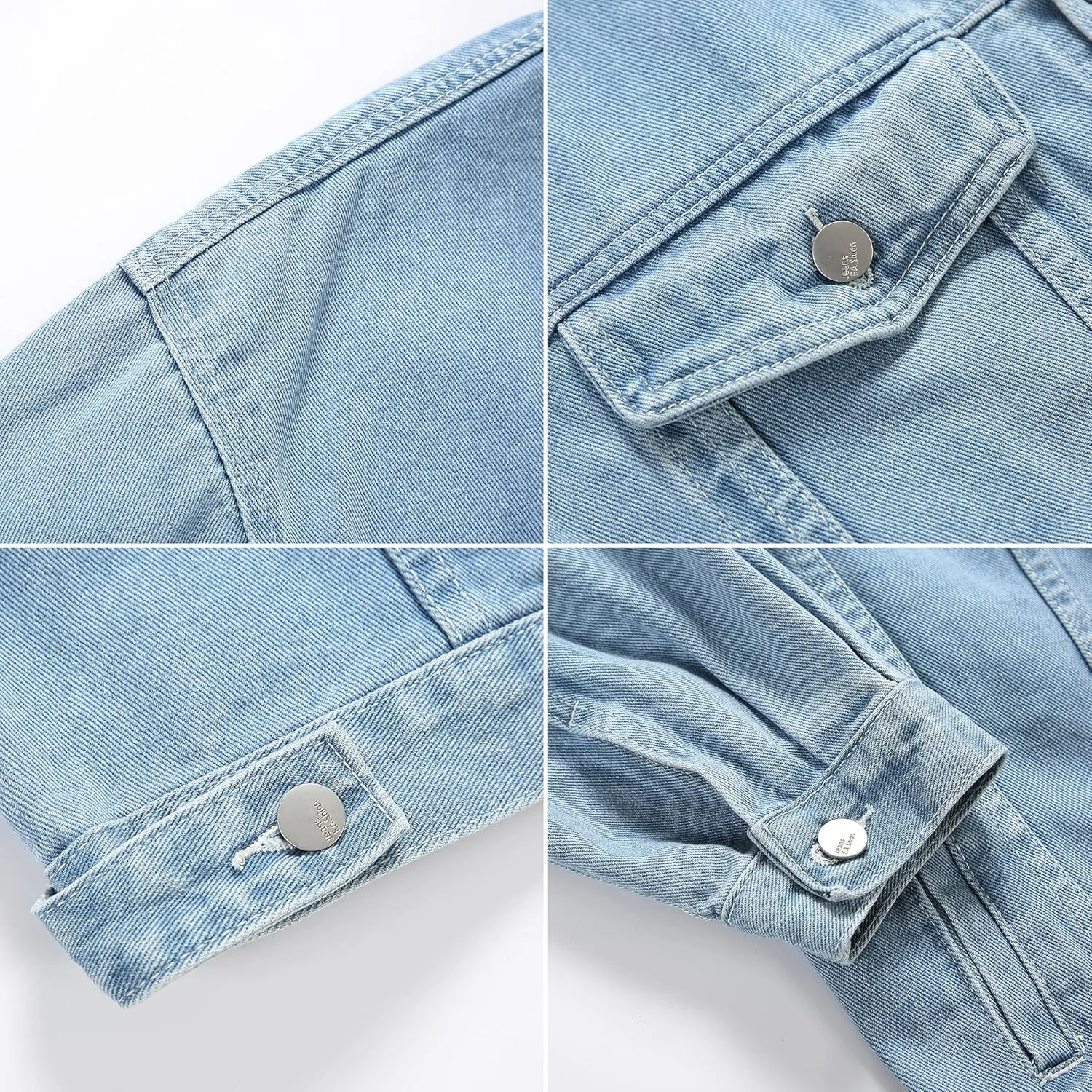 PRIJOUHE Mens Jean Jacket Casual Loose Fit Button Down Denim Trucker Jacket Coat With Multiple Colors