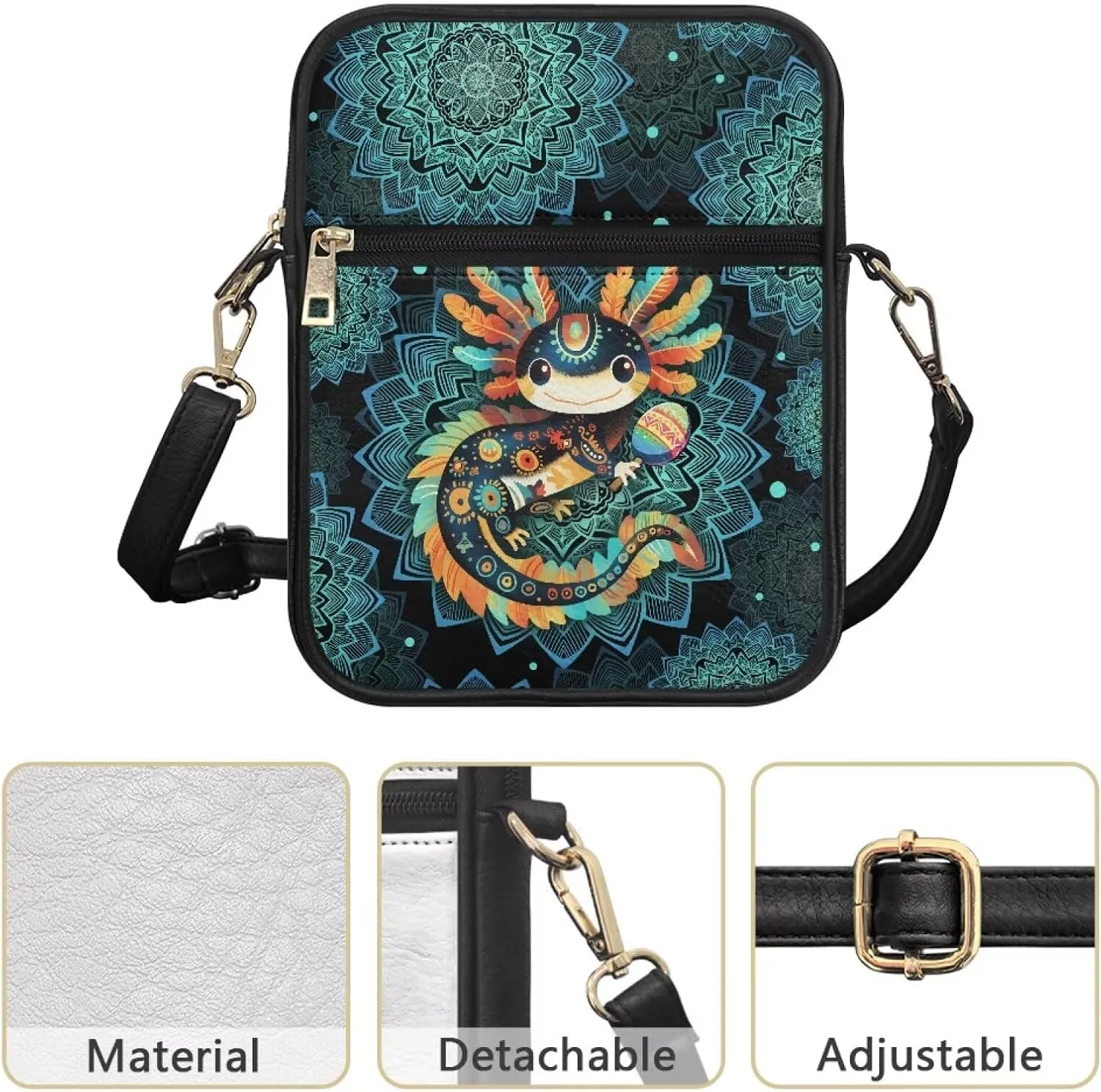 PU Crossbody Bag for Women Men Portable Cell Phone Purse Shoulder Bag with Zipper Closure for Outdoor Shopping