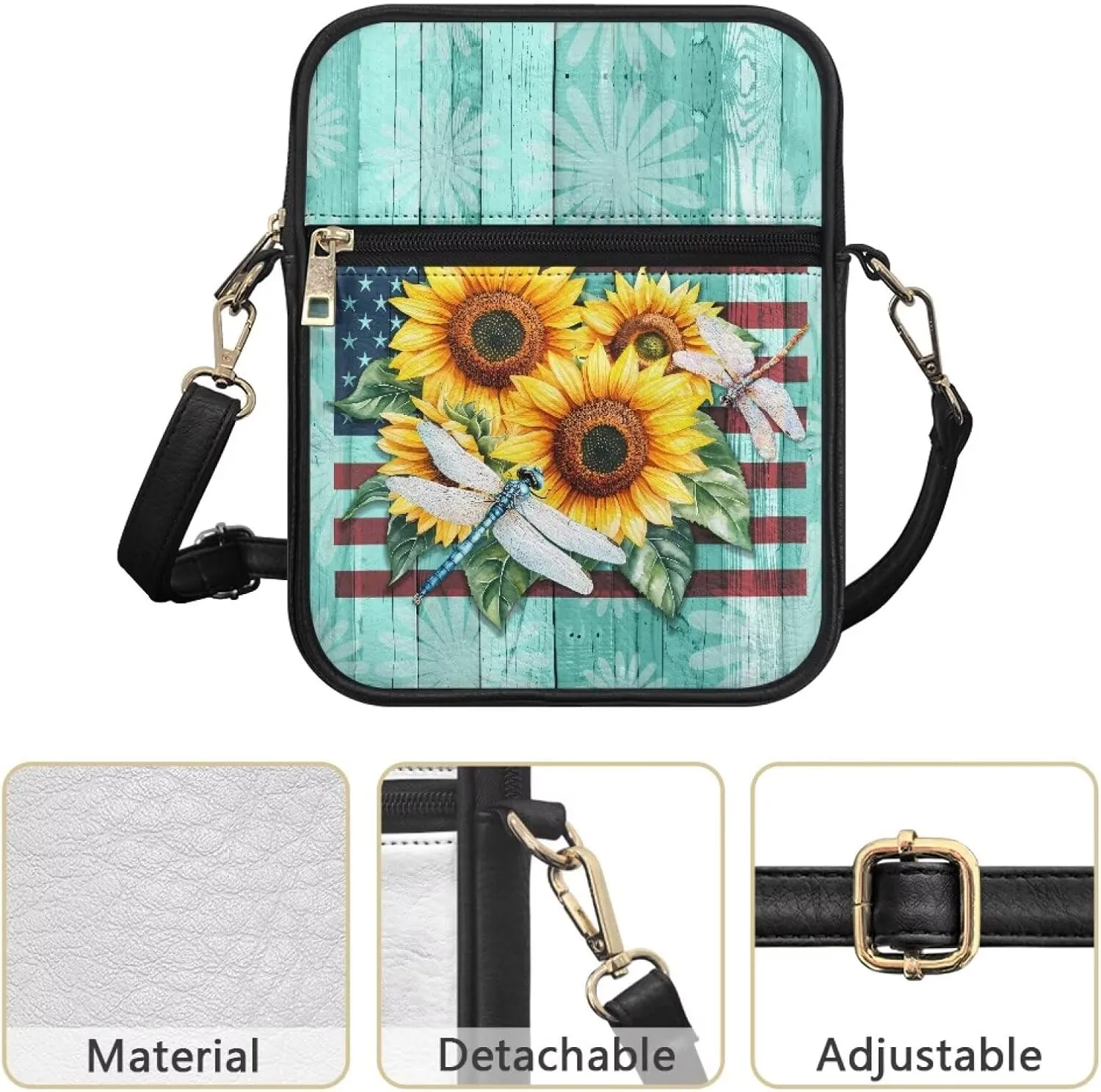 PU Crossbody Bag for Women Men Portable Cell Phone Purse Shoulder Bag with Zipper Closure for Outdoor Shopping