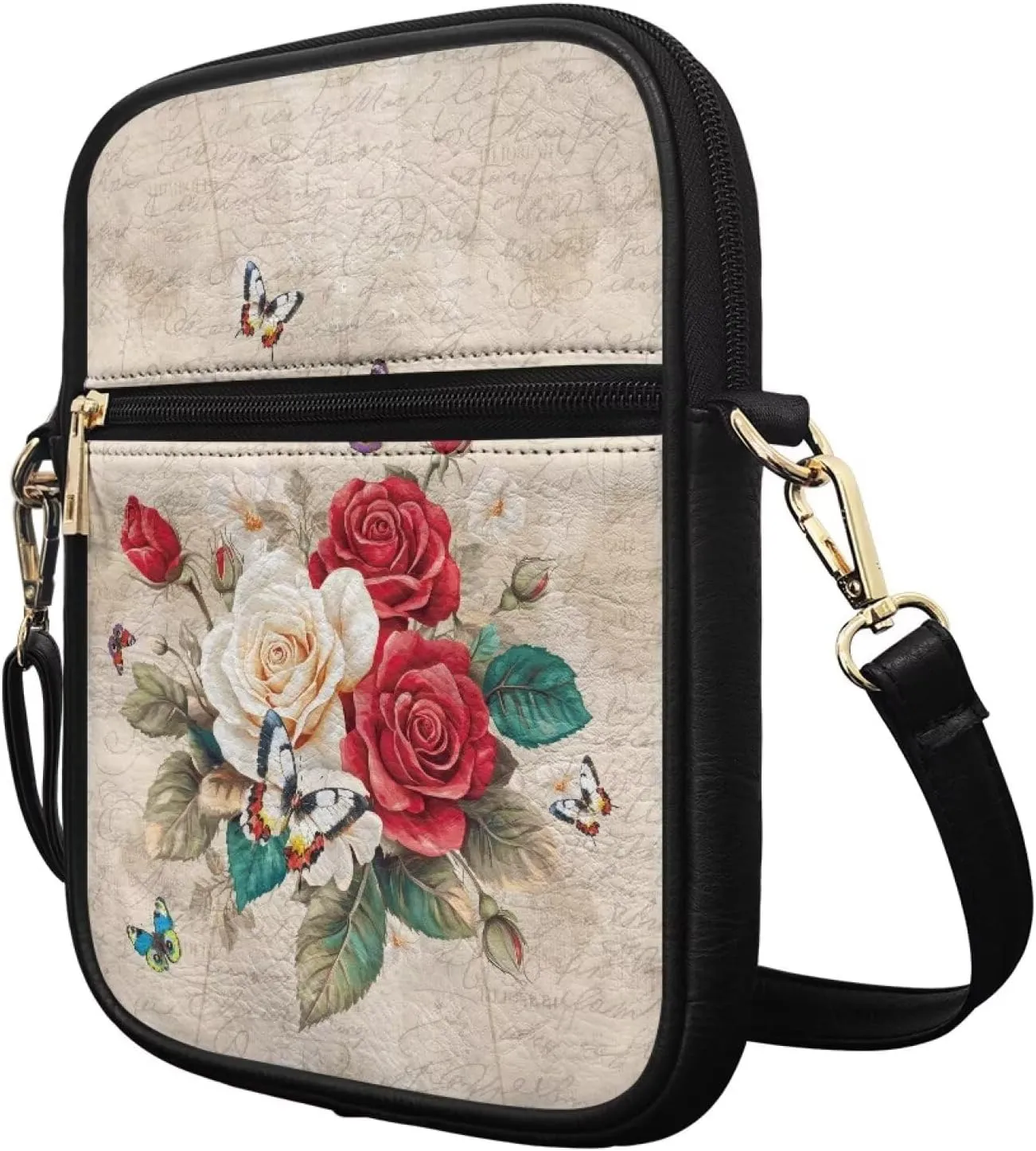 PU Crossbody Bag for Women Men Portable Cell Phone Purse Shoulder Bag with Zipper Closure for Outdoor Shopping