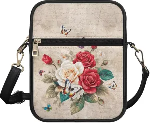 PU Crossbody Bag for Women Men Portable Cell Phone Purse Shoulder Bag with Zipper Closure for Outdoor Shopping