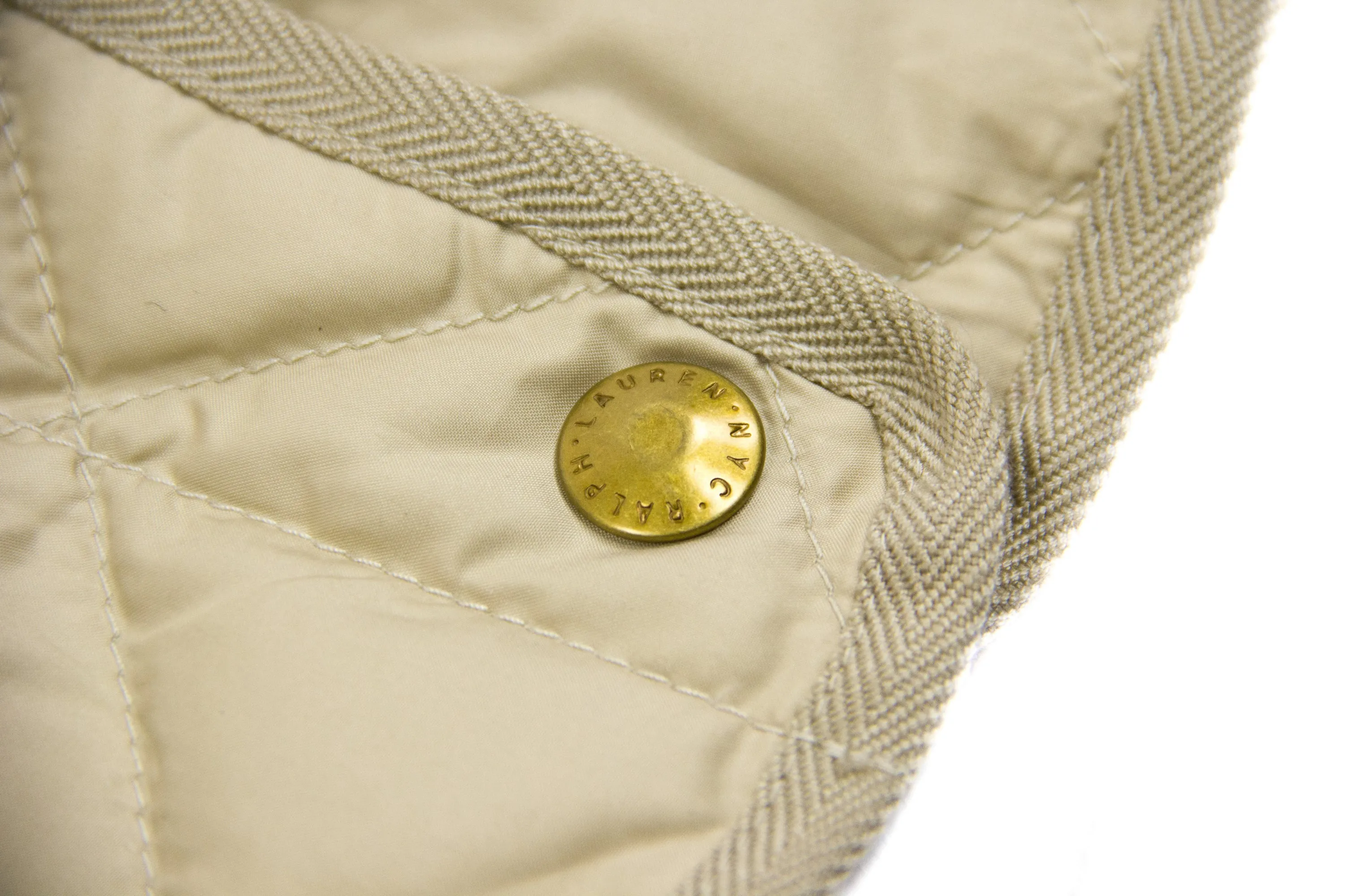 RALPH LAUREN Down Insulated Beige Classic Quilted Jacket, SIZE L