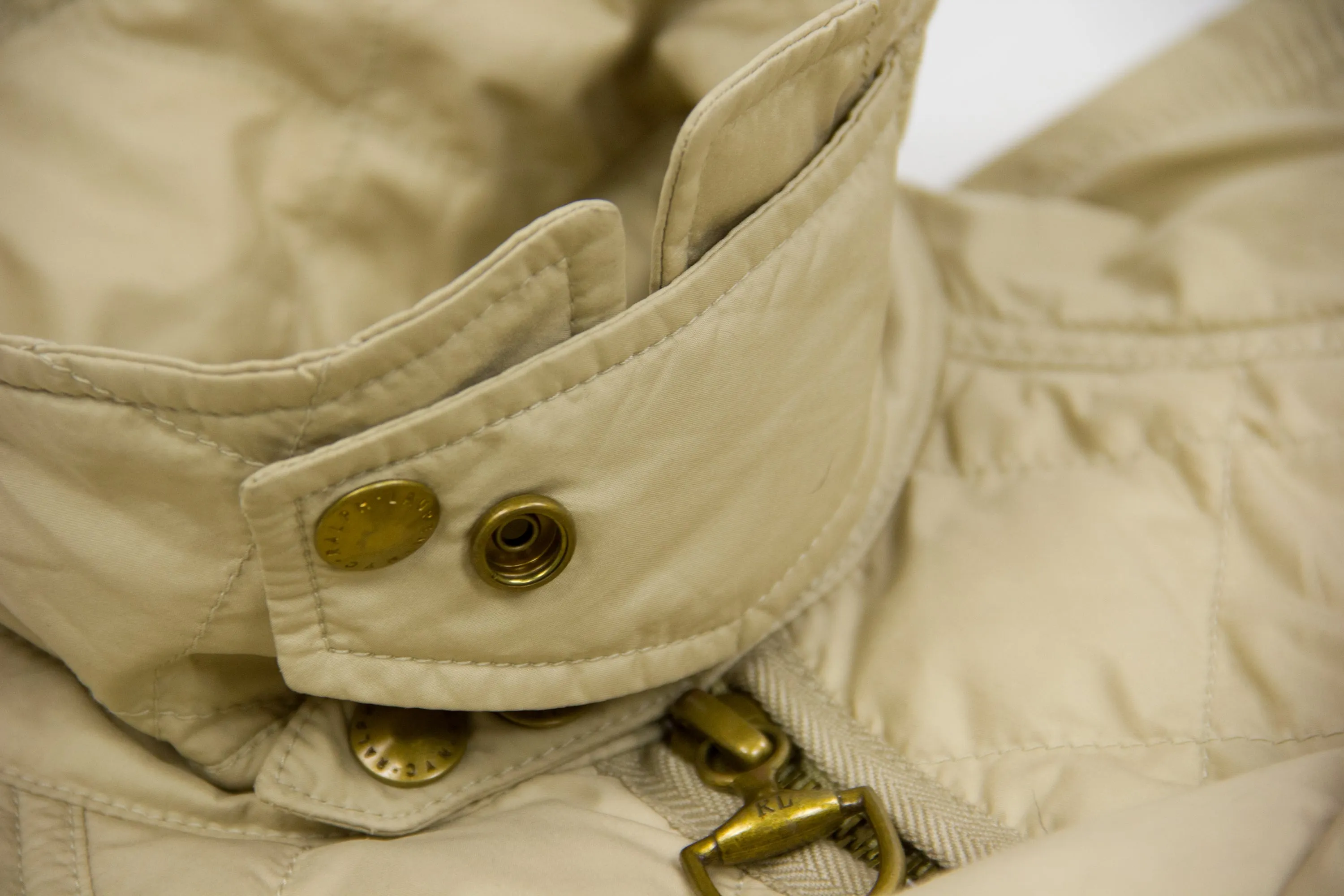 RALPH LAUREN Down Insulated Beige Classic Quilted Jacket, SIZE L