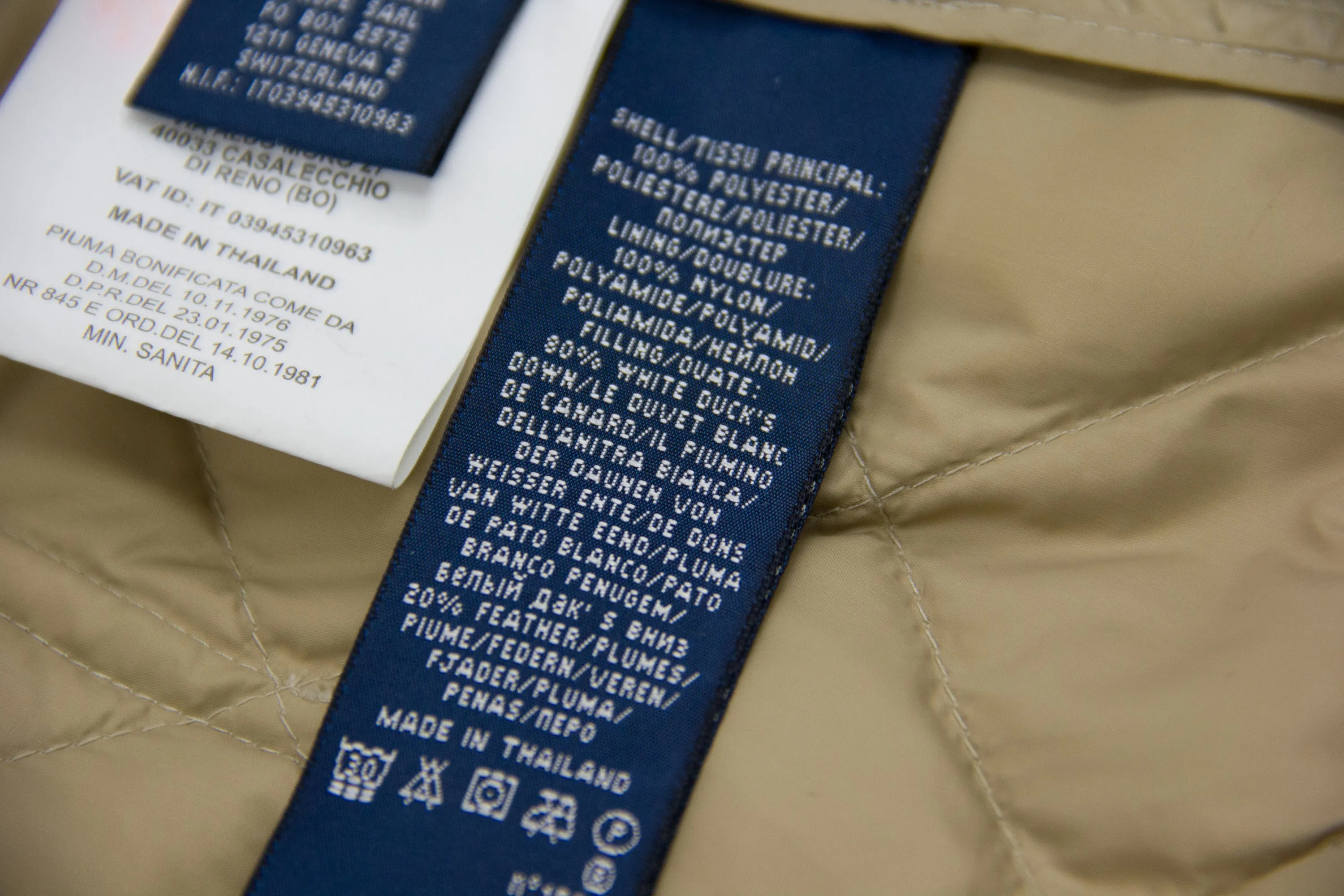 RALPH LAUREN Down Insulated Beige Classic Quilted Jacket, SIZE L