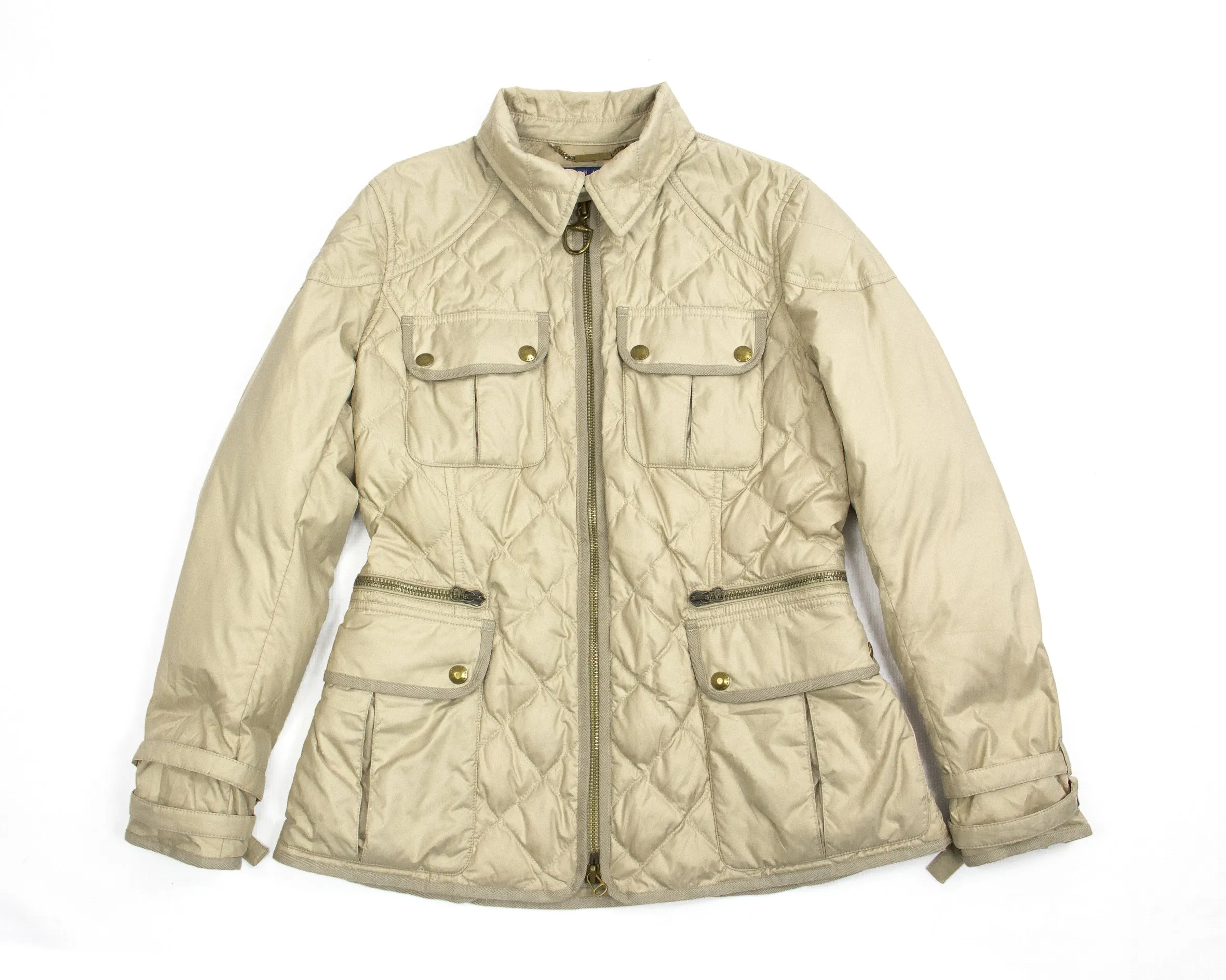RALPH LAUREN Down Insulated Beige Classic Quilted Jacket, SIZE L