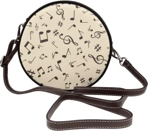 Round Crossbody Bag for Women, PU Leather Shoulder Bag with Strap