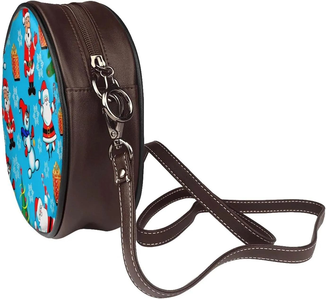 Round Crossbody Bag for Women, PU Leather Shoulder Bag with Strap