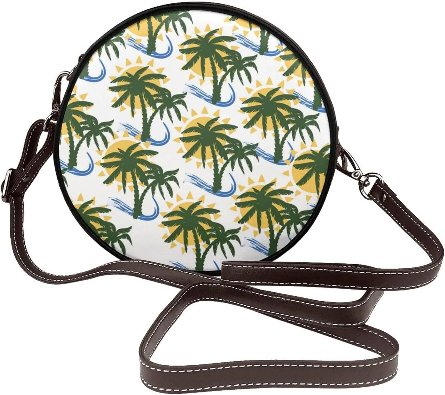 Round Crossbody Bag for Women, PU Leather Shoulder Bag with Strap