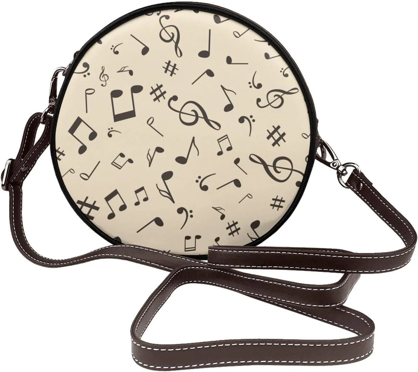 Round Crossbody Bag for Women, PU Leather Shoulder Bag with Strap