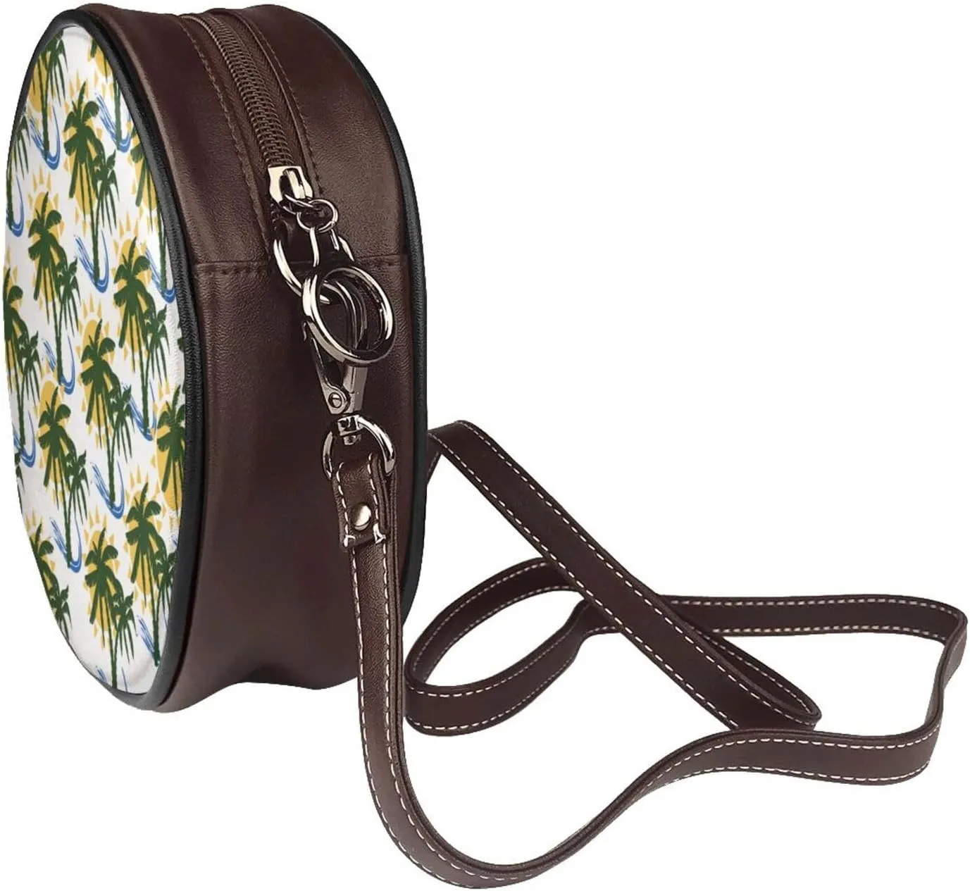 Round Crossbody Bag for Women, PU Leather Shoulder Bag with Strap