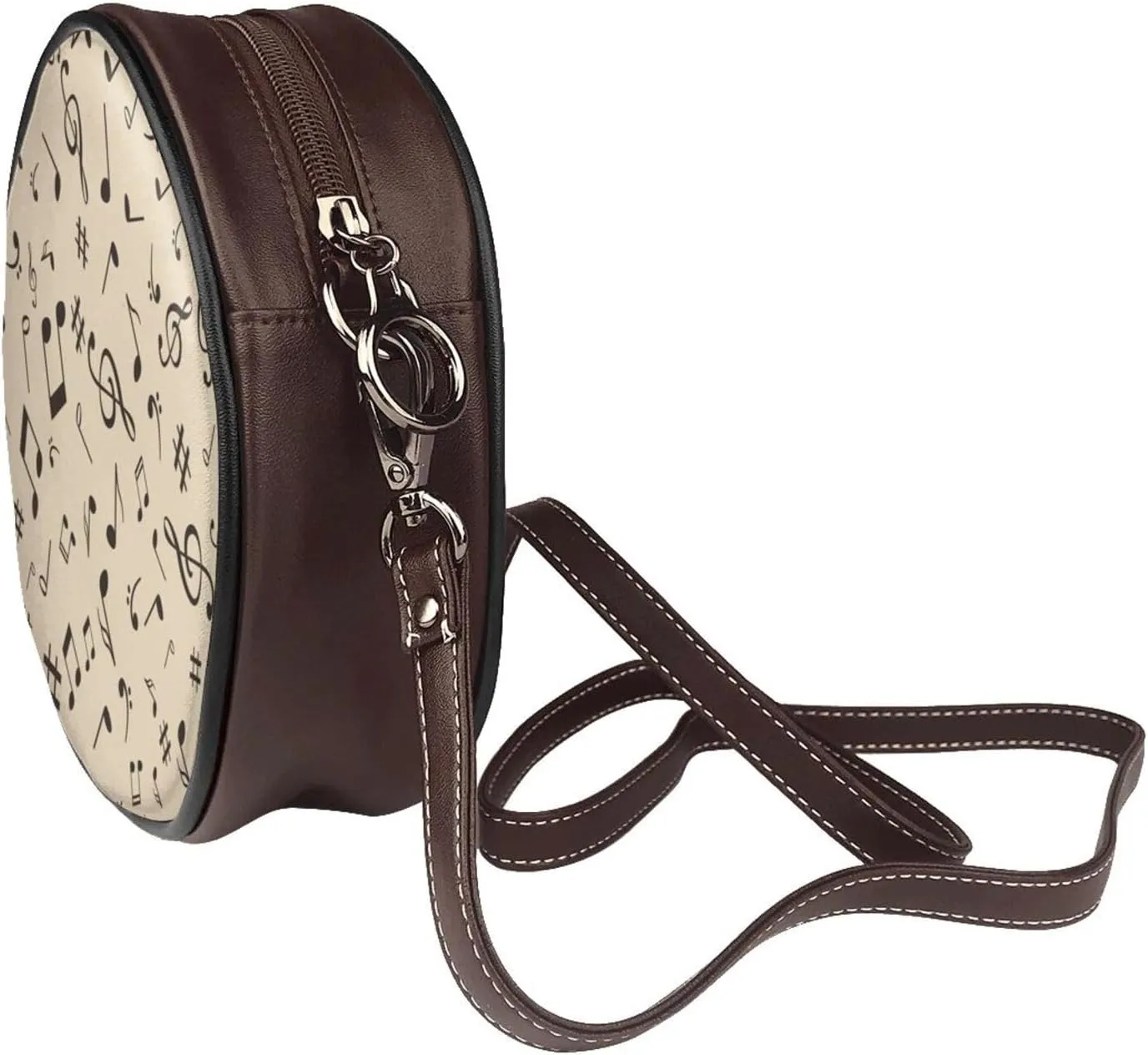 Round Crossbody Bag for Women, PU Leather Shoulder Bag with Strap
