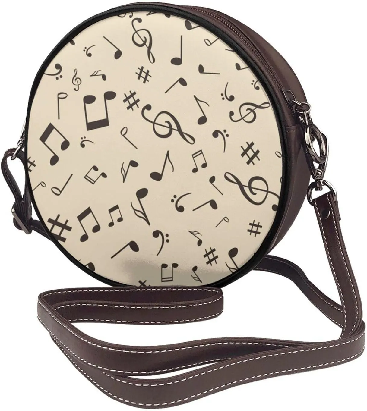 Round Crossbody Bag for Women, PU Leather Shoulder Bag with Strap