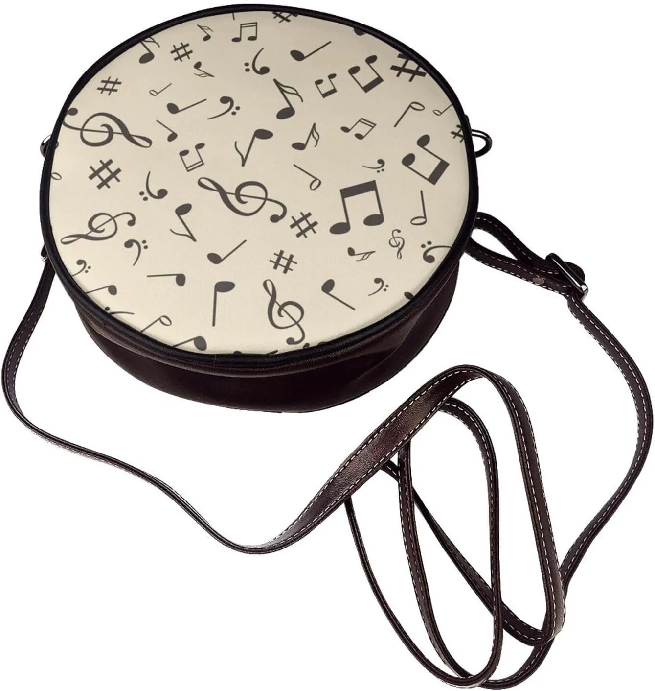 Round Crossbody Bag for Women, PU Leather Shoulder Bag with Strap