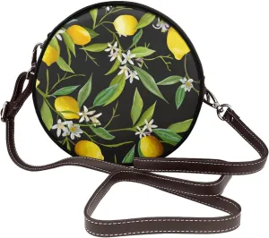Round Crossbody Bag Small Circle Purse Zip Handbag for Women
