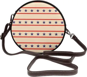 Round Crossbody Bag Small Circle Purse Zip Handbag for Women