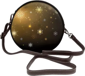 Round Crossbody Bag Small Circle Purse Zip Handbag for Women