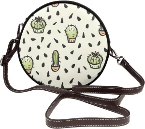 Round Crossbody Bag Small Circle Purse Zip Handbag for Women