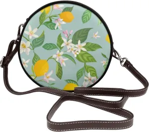 Round Crossbody Bags for Women, Faux Leather Circle Purse Zipper Small Shoulder Bag with Adjustable Straps