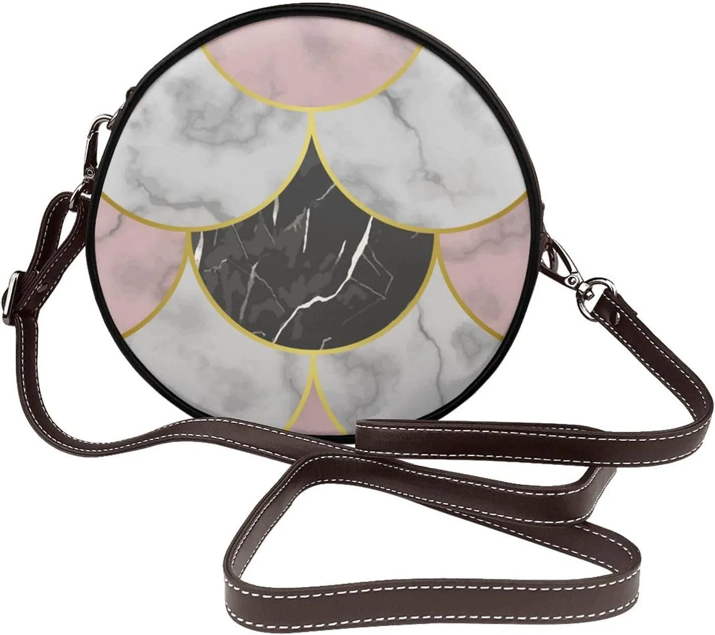 Round Crossbody Shoulder Bag Circle Purse Handbags for Women Small Fashion Clutch Evening Wallet