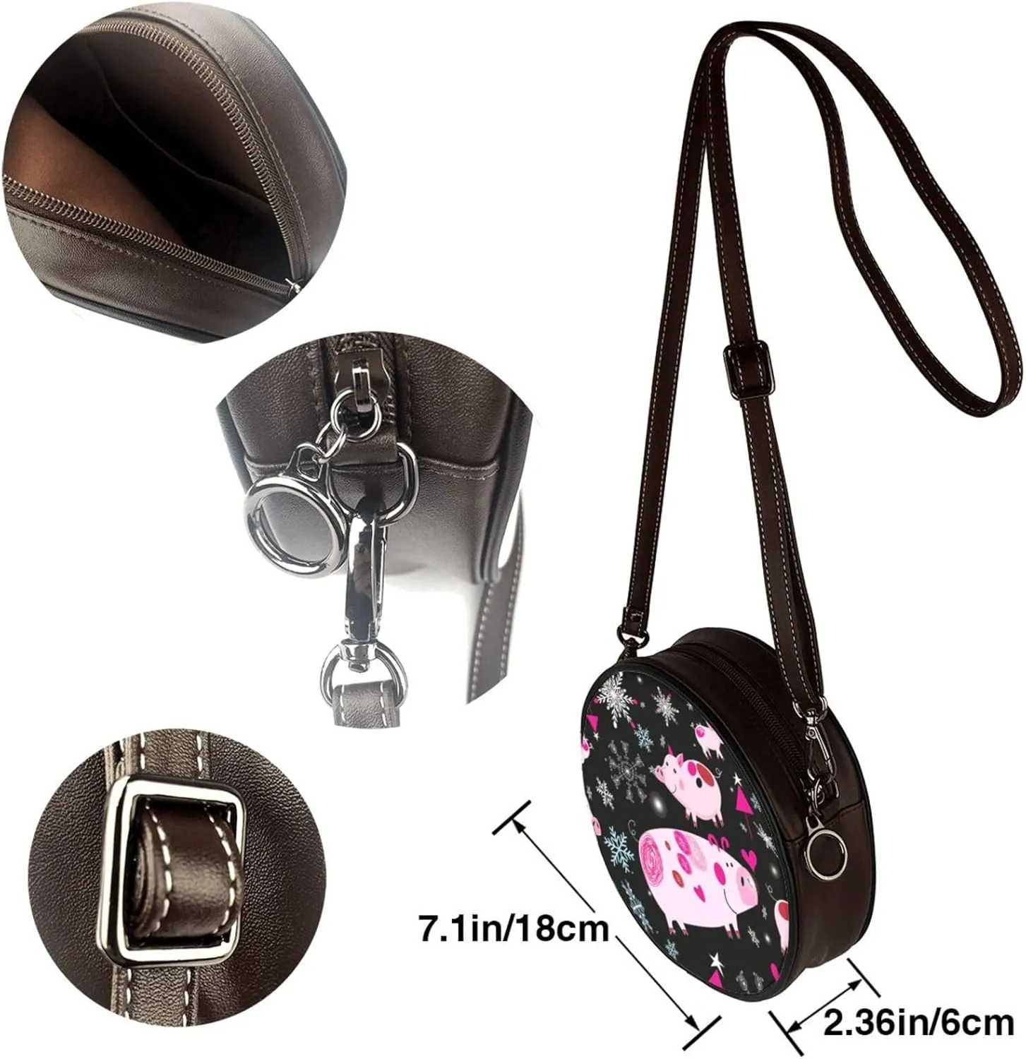 Round Crossbody Shoulder Bag Circle Purse Handbags for Women Small Fashion Clutch Evening Wallet