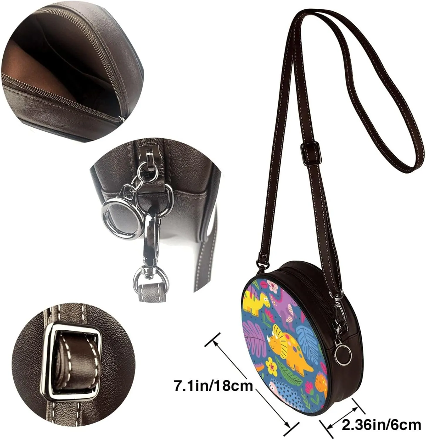 Round Crossbody Wallet, Fashion Circle Crossbody Purse Clutch Handbag