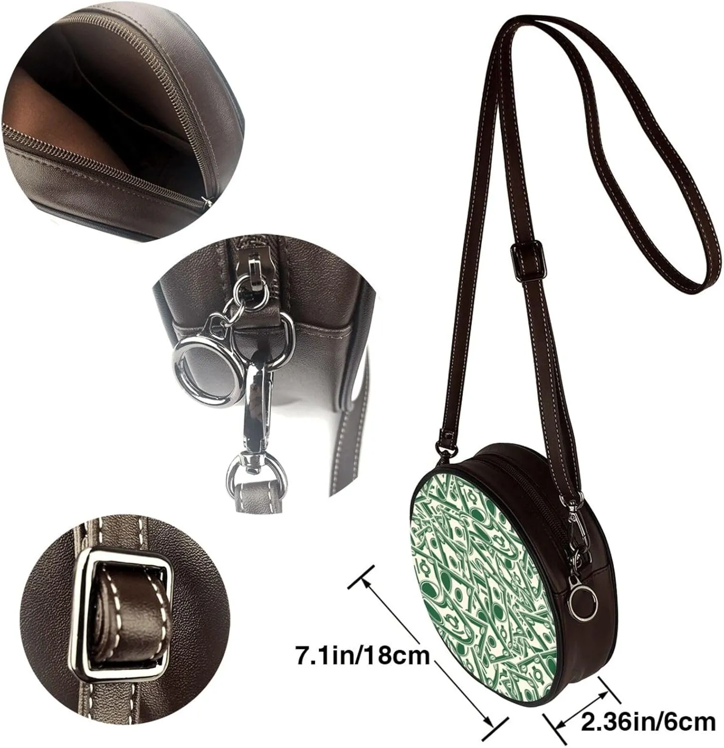 Round Crossbody Wallet, Fashion Circle Crossbody Purse Clutch Handbag