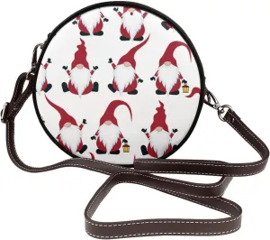 Round Faux Leather Crossbody Shoulder Sling Bag for Women