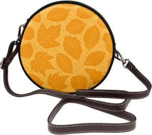 Round Faux Leather Crossbody Shoulder Sling Bag for Women