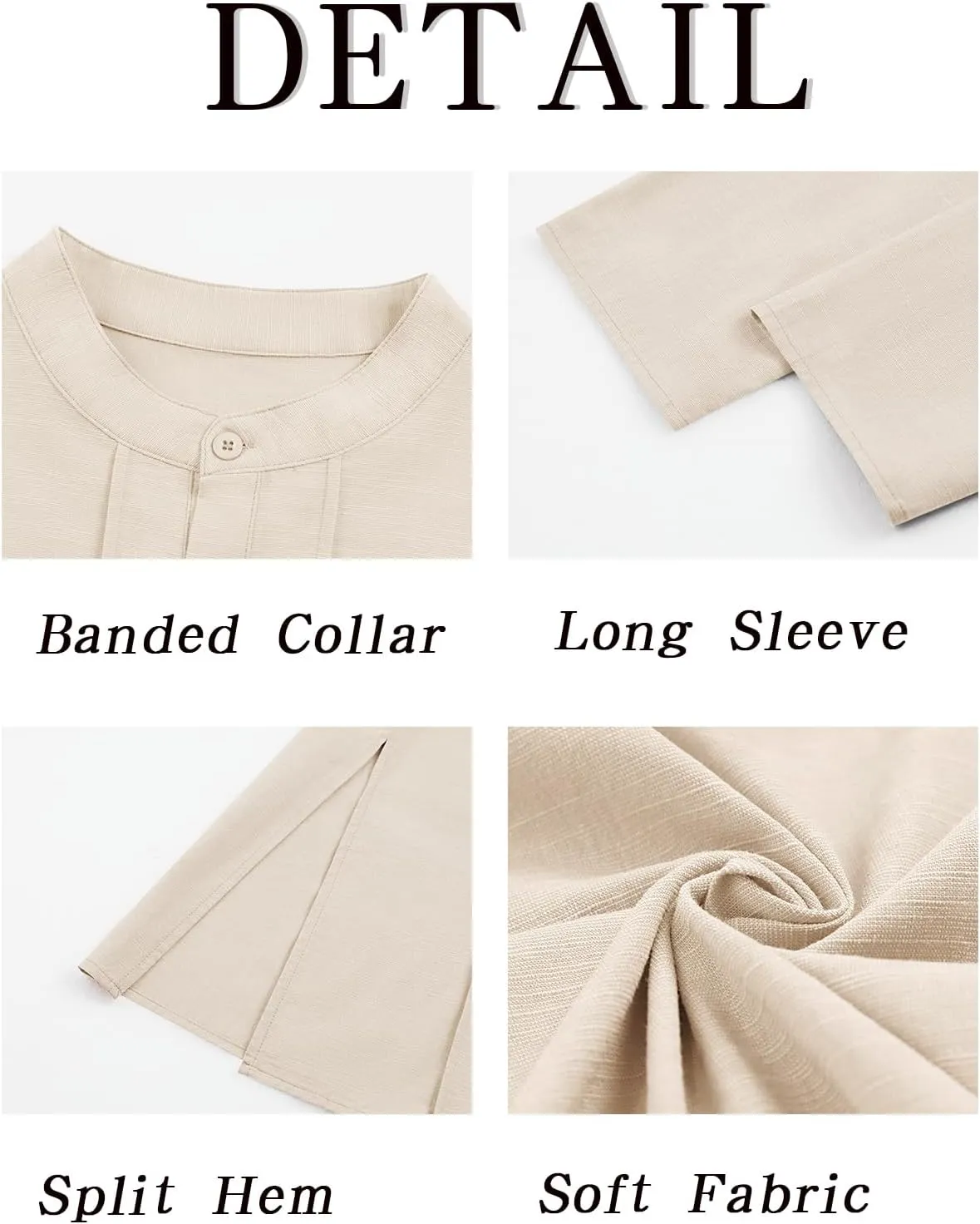 Runcati Mens Kaftan Thobe Button Down Henley Shirts Robe Long Sleeve Casual Cotton Pleated Muslim Gown Shirt