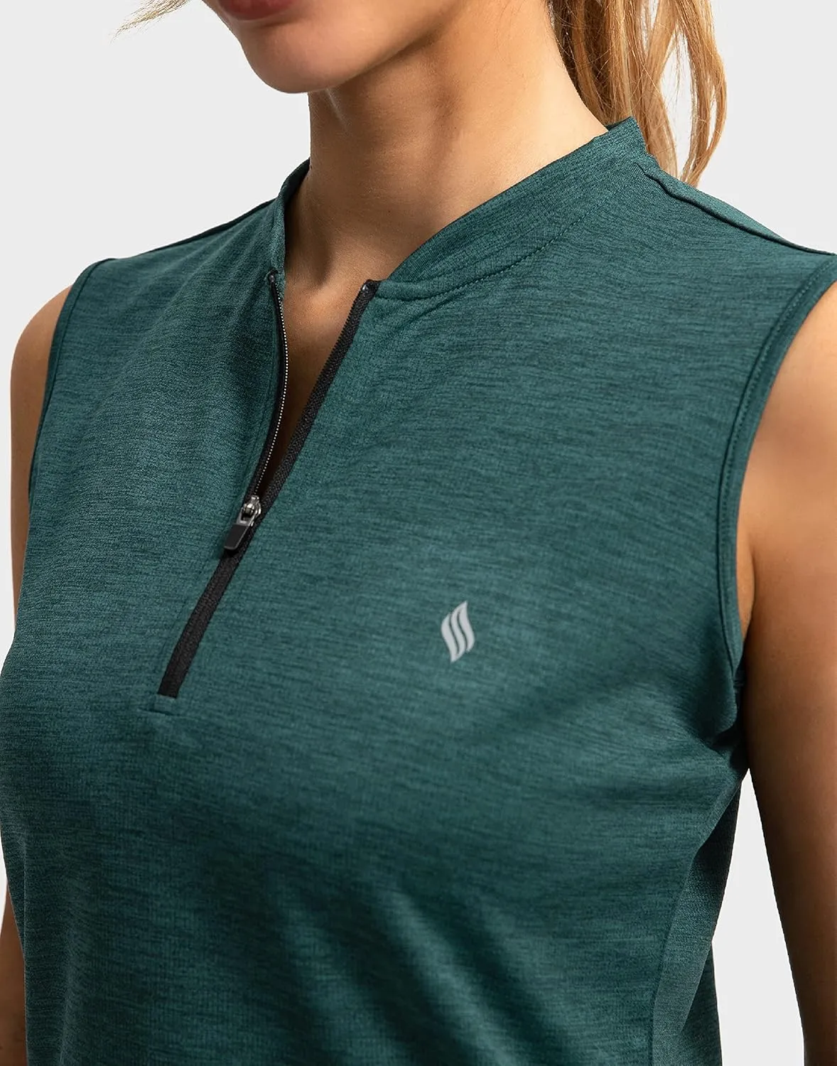 SANTINY Women's Sleeveless Golf Shirt Zip Up Tennis Lightweight Quick Dry Tank Tops Polo Shirts for Women