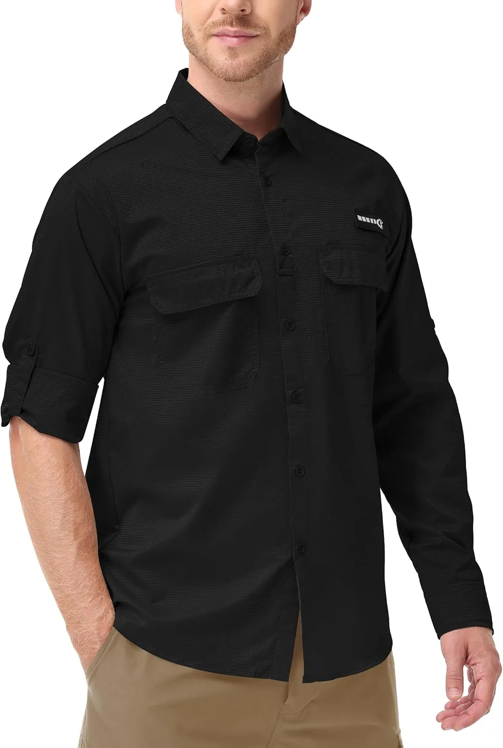 Satankud Mens Long Sleeve Fishing Shirts Sun Protection Quick Dry Cooling Hiking Shirt for Travel Safari Camping Work
