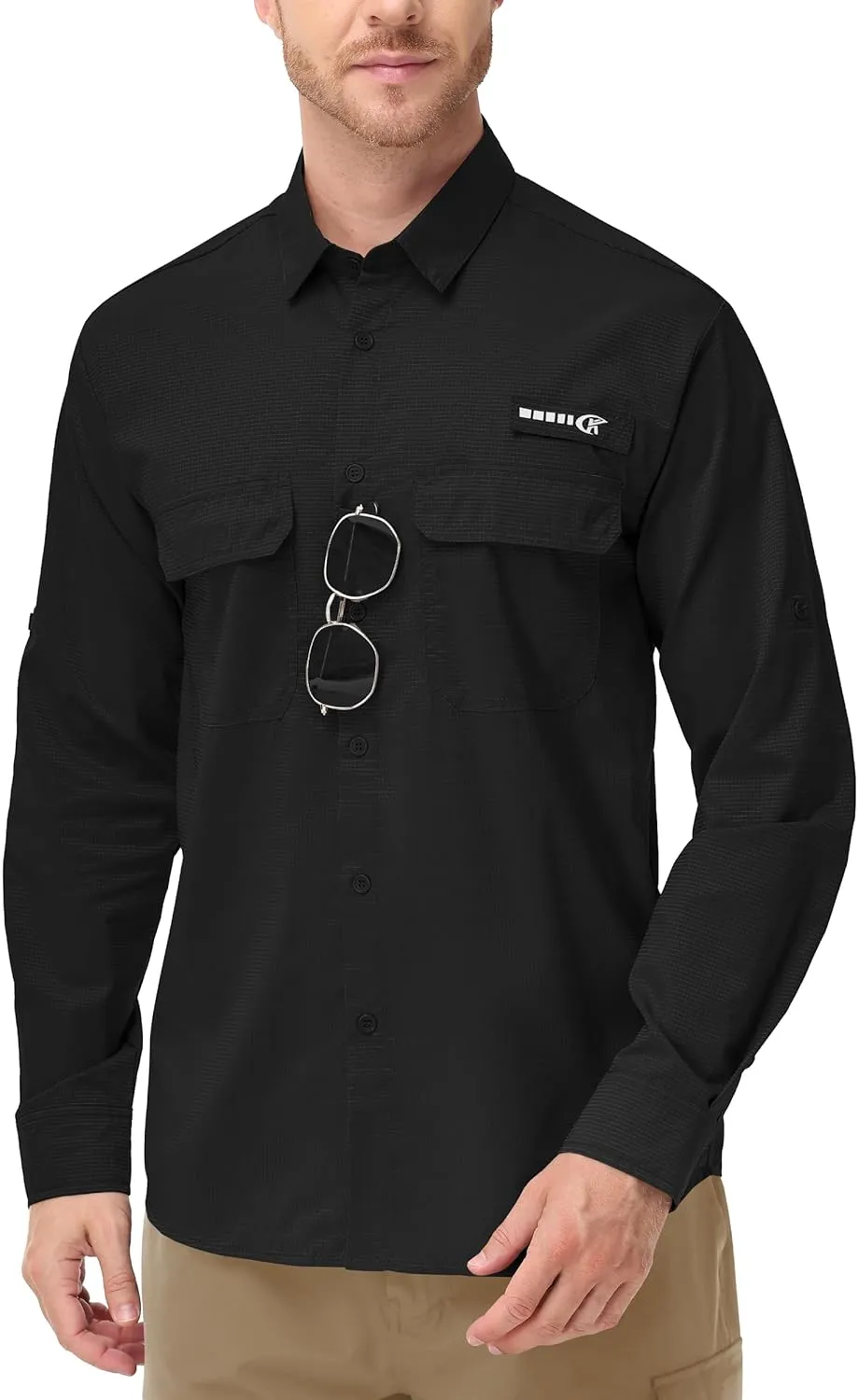Satankud Mens Long Sleeve Fishing Shirts Sun Protection Quick Dry Cooling Hiking Shirt for Travel Safari Camping Work