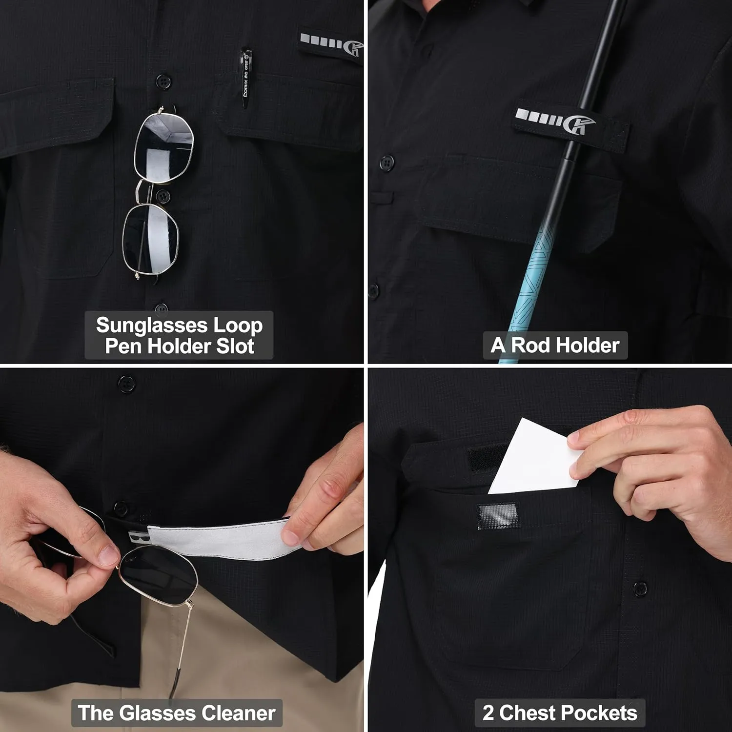 Satankud Mens Long Sleeve Fishing Shirts Sun Protection Quick Dry Cooling Hiking Shirt for Travel Safari Camping Work