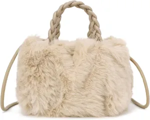 Scarleton Faux Fur Crossbody Bags for Women, Fluffy Top Handle Shoulder Bag, Fuzzy Purses for Women with Chain Strap, H2096