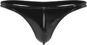 Sexy Men Faux Leather Thong Underwear PVC Wet Look Bikini Open Butt Briefs Clubwear