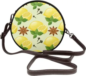 Shoulder Round Circle Bag Leather Travel Briefcase Satchel for Office, Work, Travel