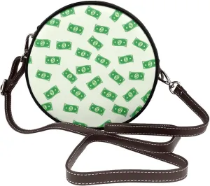 Shoulder Round Circle Bag Leather Travel Briefcase Satchel for Office, Work, Travel