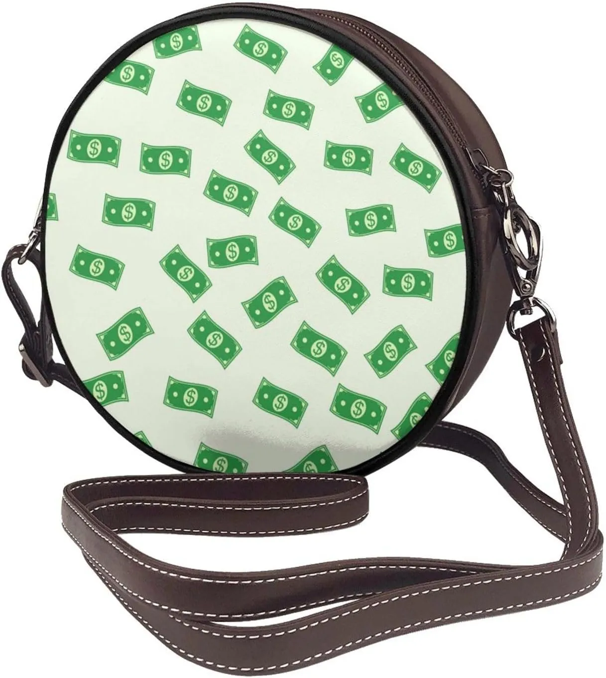 Shoulder Round Circle Bag Leather Travel Briefcase Satchel for Office, Work, Travel