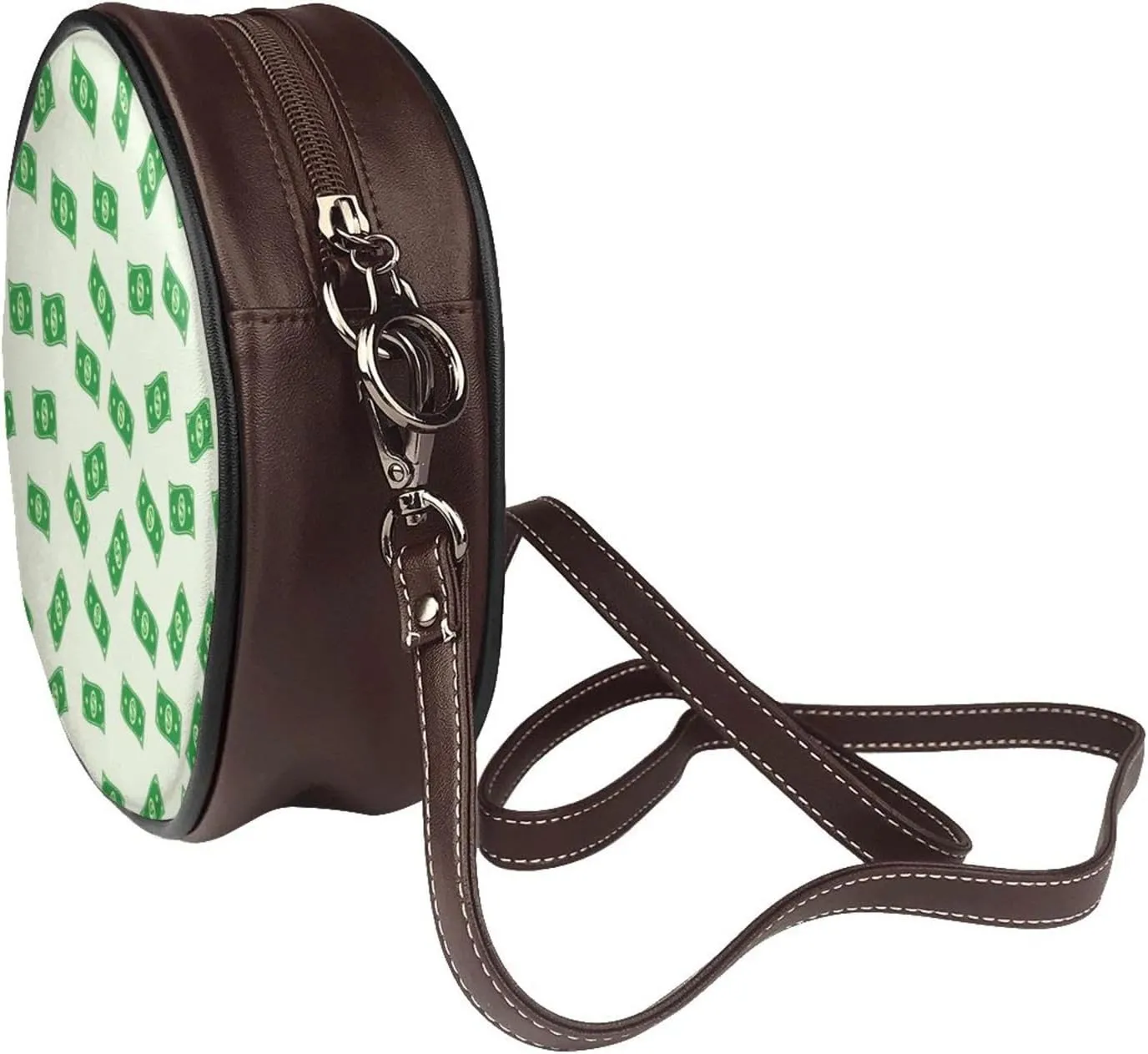 Shoulder Round Circle Bag Leather Travel Briefcase Satchel for Office, Work, Travel