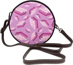Shoulder Round Circle Bag Leather Travel Briefcase Satchel for Office, Work, Travel