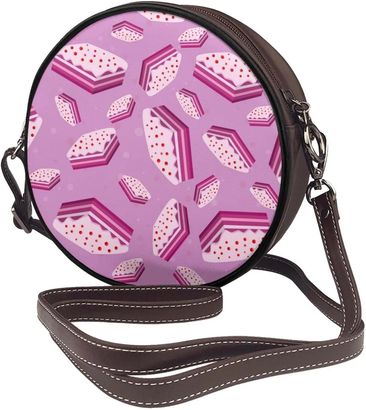 Shoulder Round Circle Bag Leather Travel Briefcase Satchel for Office, Work, Travel