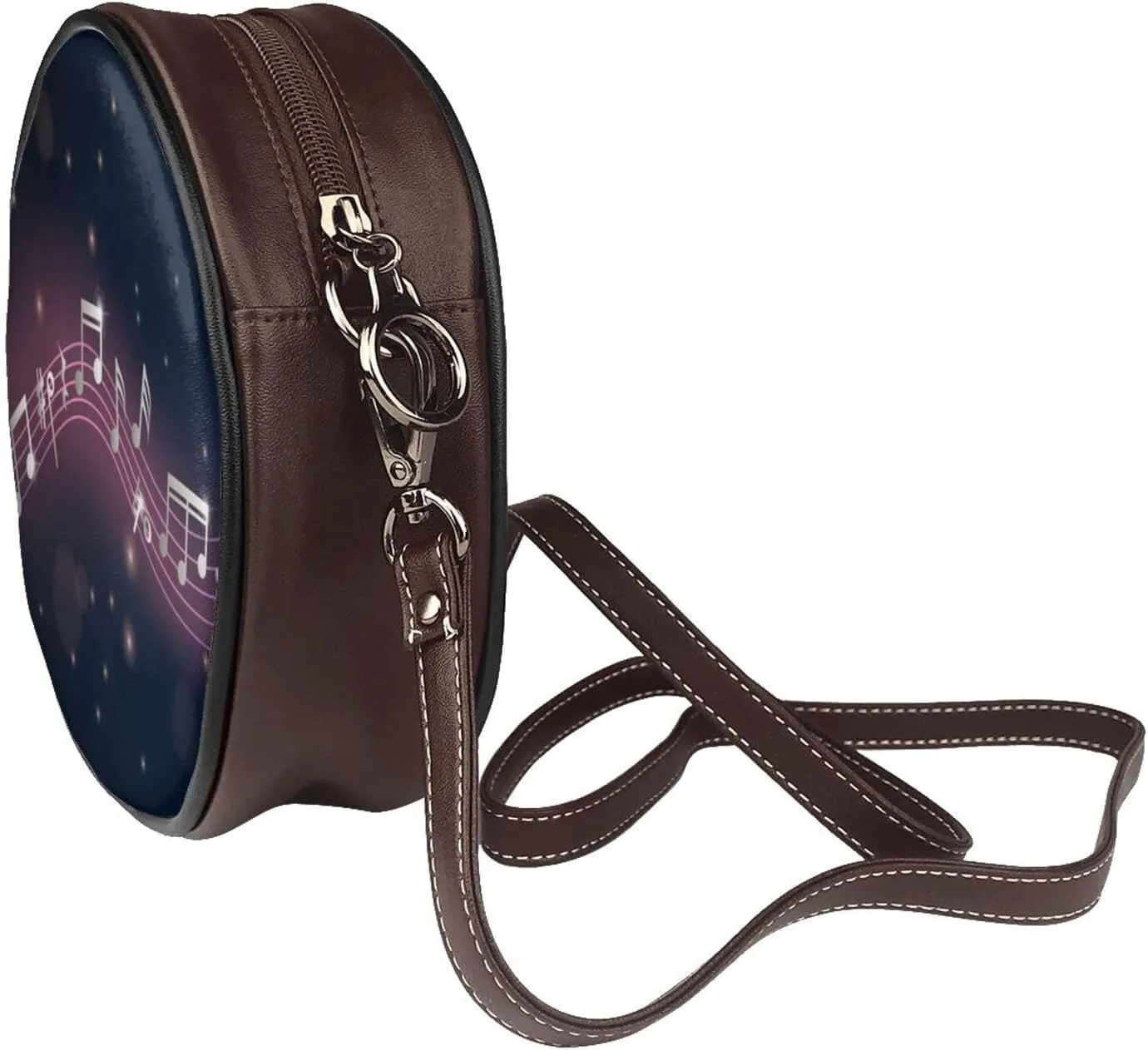 Shoulder Round Circle Bag Leather Travel Briefcase Satchel for Office, Work, Travel