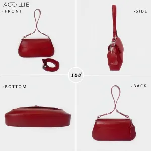 Small Saddle Bag for Women, Genuine Leather Crossbody Purse with Adjustable Strap - Shoulder Bag & Armpit Handbag