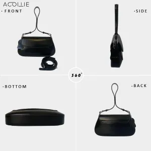 Small Saddle Bag for Women, Genuine Leather Crossbody Purse with Adjustable Strap - Shoulder Bag & Armpit Handbag