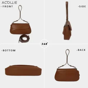 Small Saddle Bag for Women, Genuine Leather Crossbody Purse with Adjustable Strap - Shoulder Bag & Armpit Handbag