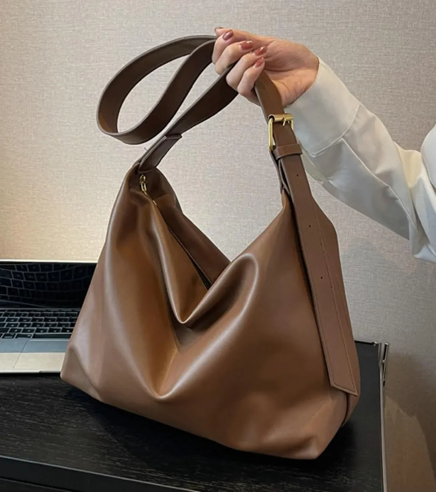 Soft Crossbody Tote Bags for Women HandBag PU Leather Slouchy Shoulder Purses Large Capacity Colleage Work Shopping 2024